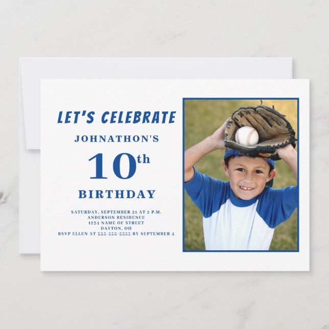 Photo 10th Birthday  Invitation (Front)