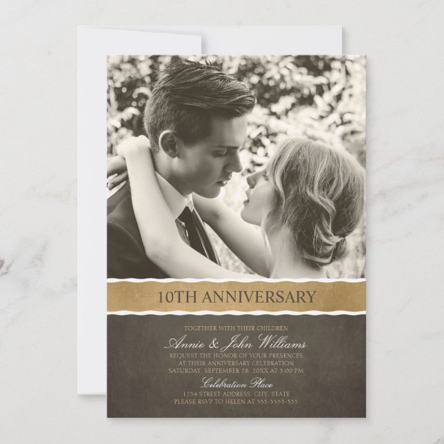 Photo 10th Wedding Anniversary Your Picture Here Invitation (Front)