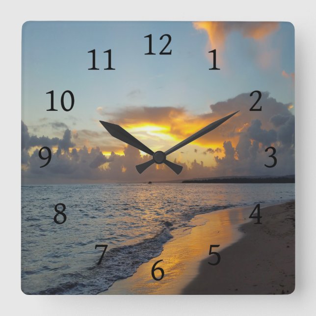 Photo 17 ocean sunset square wall clock (Front)