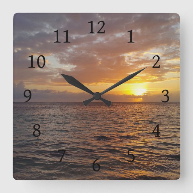 Photo 18 ocean sunset square wall clock (Front)