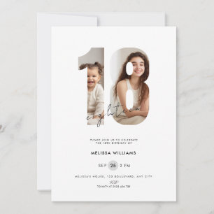 Photo 18th Birthday Invitation Girls - White