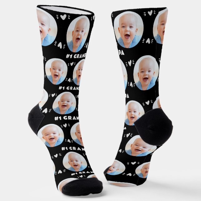 Photo #1 Grandpa Baby or Child Father's Day Black Socks (Angled)