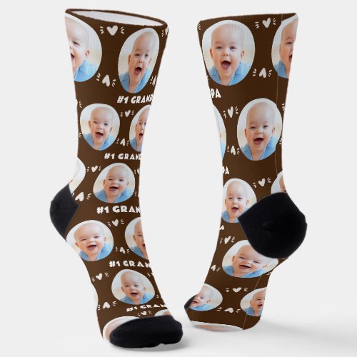 Photo 1 Grandpa Dark Brown Child Fathers Day Socks