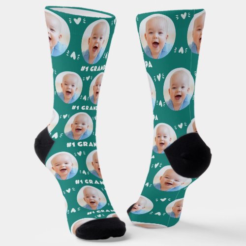 Photo 1 Grandpa Dark Teal Fathers Day Socks