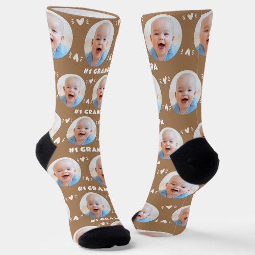 Photo 1 Grandpa Light Brown Child Fathers Day Socks