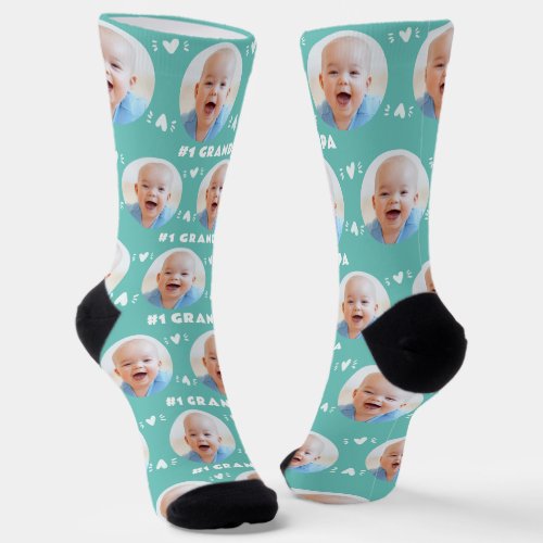 Photo 1 Grandpa Light Teal Fathers Day Socks