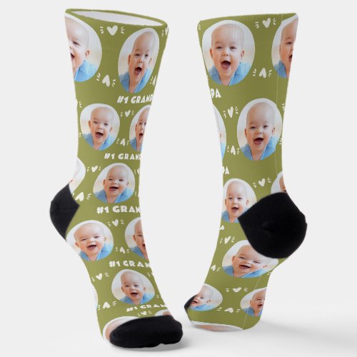 Photo 1 Grandpa Olive Green Fathers Day Socks