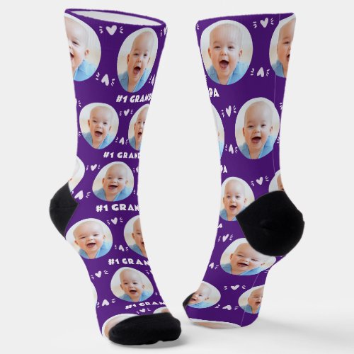 Photo 1 Grandpa Purple Baby Child Fathers Day Socks