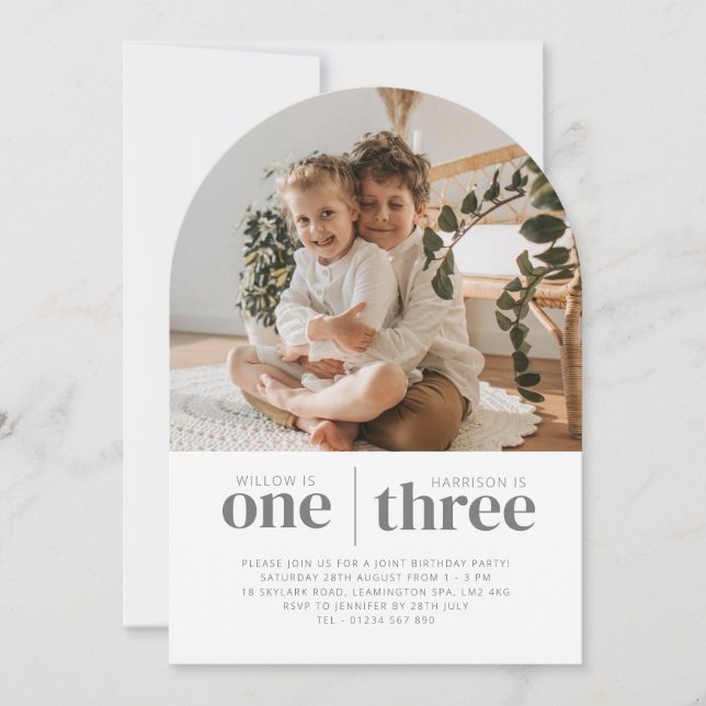 Photo 1st and 3rd Arch Joint Birthday Invitation (Front)