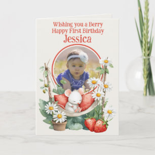 Photo 1st Birthday Folded Greeting Card