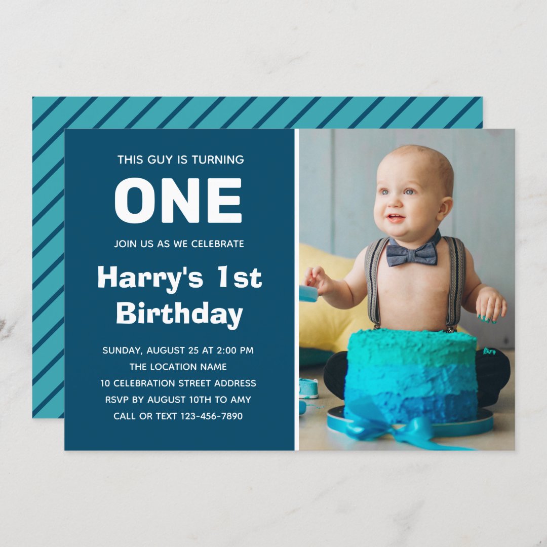 Photo 1st Birthday Invitation | Boy First Birthday | Zazzle