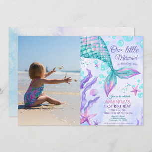 Photo 1st Birthday Under The Sea Mermaid Party Invitation