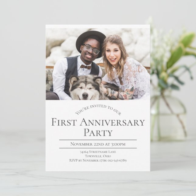 Photo 1st Wedding Anniversary Invitation (Standing Front)