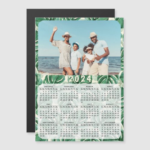 Photo 2024 Calendar Fridge Magnet Tropical Pattern