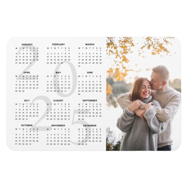 Photo 2025 Monthly Calendar Magnet (Horizontal)