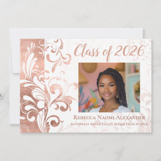 Photo 2026 Graduation Announcement Elegant Swirl