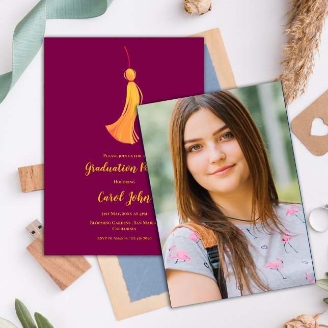 Photo 2026 Graduation Tassel Party Mini Invitation (Photo 2025 Graduation Tassel Party Mini Invitation)