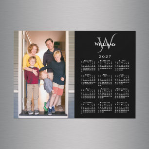 Photo 2027 Calendar Monogram Name Black Magnet