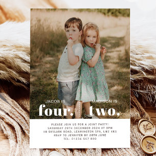 Photo 2nd and 4th Joint Birthday Invitation