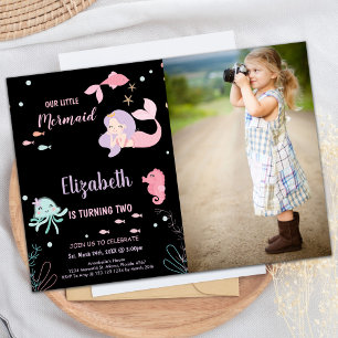 Photo 2nd Our Little Pink mermaid Birthday Invitation