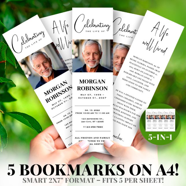 Photo 2x7" DIY Elegant  Funeral Bookmark Template ( Foto 2x7" DIY Funeral Bookmark Template)