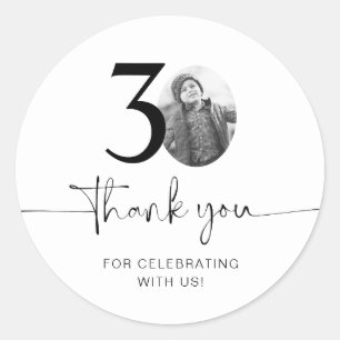 Photo 30th Birthday Classic Round Sticker