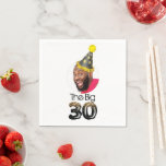 Photo 30th Birthday Modern Funny Napkins<br><div class="desc">Simple Modern 30th Birthday Photo Black Gold design. You can change photo easy,  and if you go on Click to customize further you can move Birthday Hat as it works for you. Matching products can be found in 30th Birthday Collection.</div>