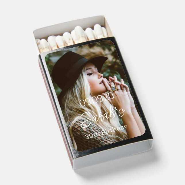 Photo 30th Birthday Party Script Custom  Matchboxes (Front Open)