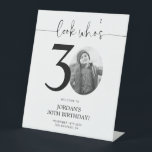 Photo 30th Birthday Welcome Sign | Look Who's 30<br><div class="desc">Welcome guests to your 30th birthday celebration with this stunning editable welcome sign. Featuring a sleek, customizable layout, this template allows you to easily add your own photo and personalize the text, making it a perfect addition to your milestone 30th birthday decor. Ideal for entryways or as a party focal...</div>