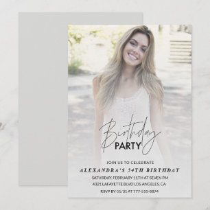 Photo 34th birthday invitation Birthday Party Grey