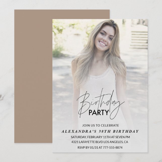 Photo 38th birthday invitation Birthday Party (Front/Back)