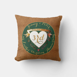 Photo 3rd Wedding Anniversary Leather Image Throw Pillow