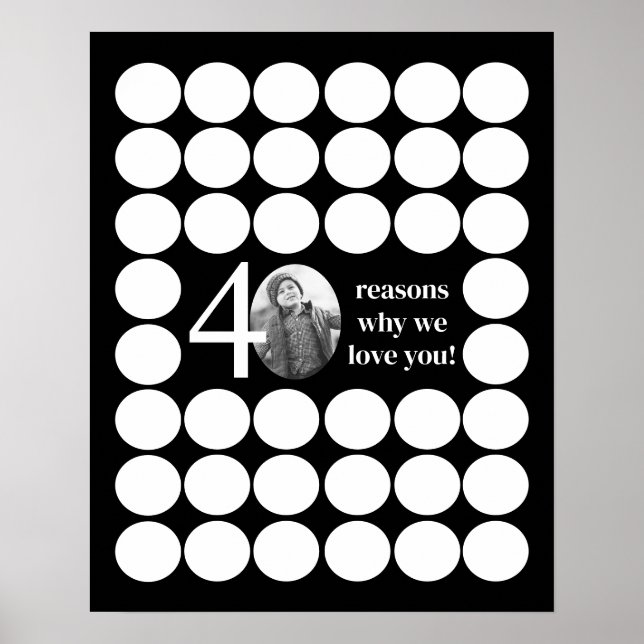 Photo 40 Reasons We Love You Birthday Keepsake Poster (Front)