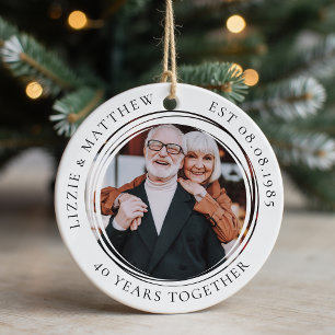 Photo 40 Years Wedding Anniversary Photo Ceramic Ornament