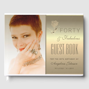 Photo 40th Birthday Gold Guest Book