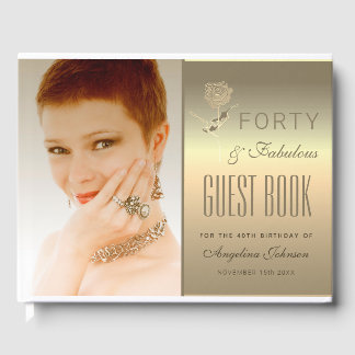 Photo 40th Birthday Gold Guest Book
