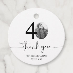 Photo 40th Birthday Thank You Favor Tags