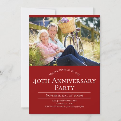 Photo 40th Wedding Anniversary Invitation