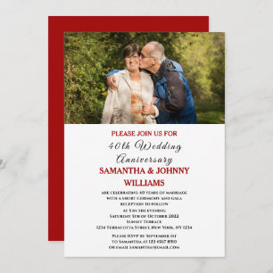 Photo 40th Wedding Anniversary Ruby Invitation