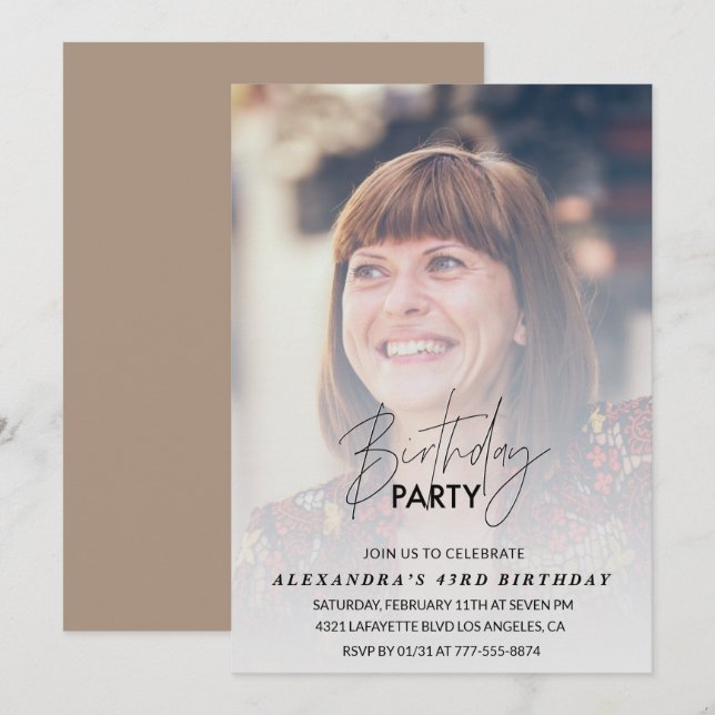 Photo 43rd birthday invitation Birthday Party (Front/Back)
