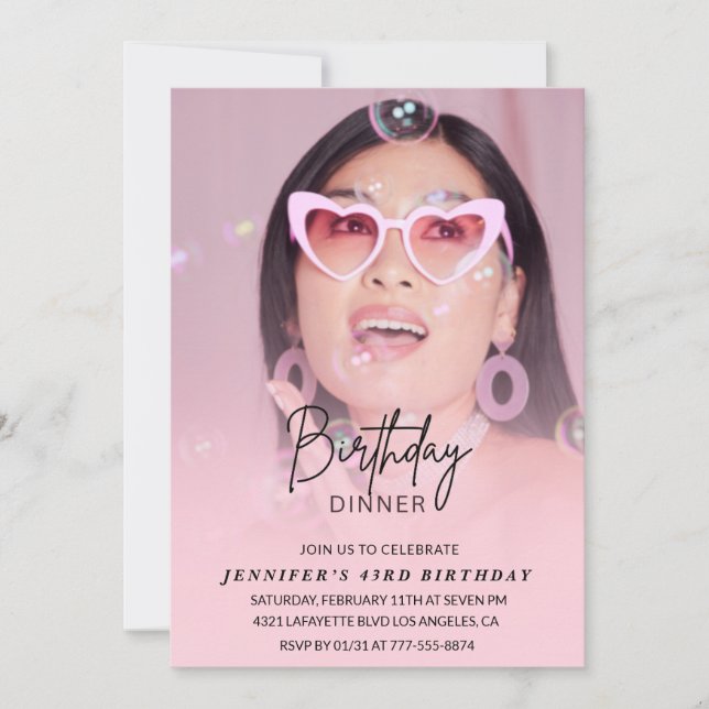 Photo 43rd birthday invitations Birthday Dinner (Front)