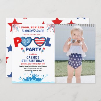 Photo - 4th Of July Birthday Party Invitation by PaperandPomp at Zazzle