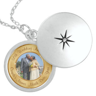 Photo 50th Anniversary Necklace, Sterling Locket Necklace