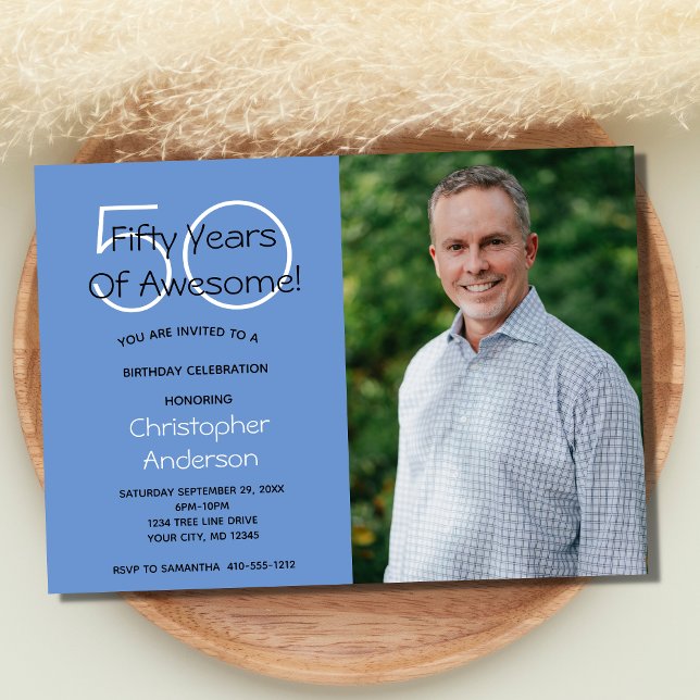 Photo 50th Birthday Party Invitation for Him (50th Birthday Photo Invitation for him.)
