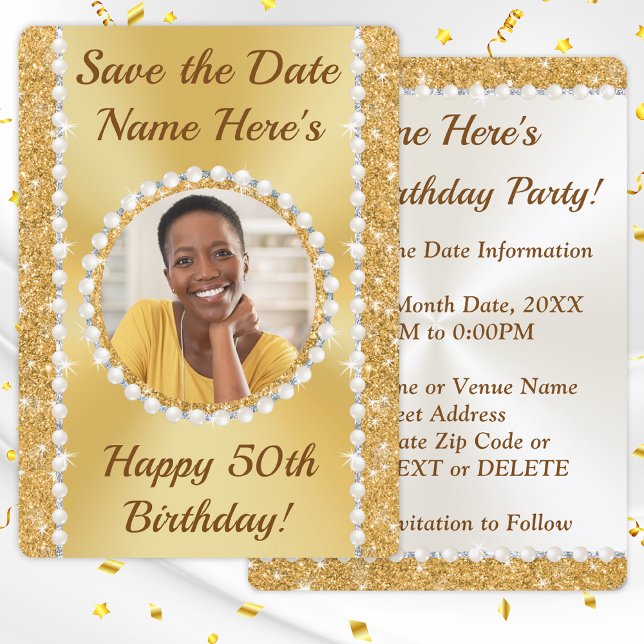 PHOTO, 50th Birthday Save the Date Cards,  Invitation (Creator Uploaded)