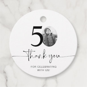 Photo 50th Birthday Thank You Favor Tags