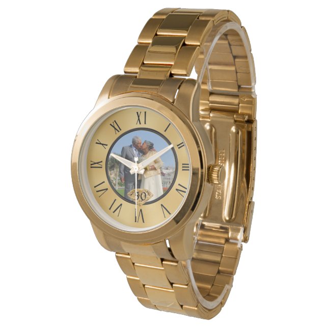 Photo 50th Wedding Anniversary Gifts for Husband Watch (Angled)