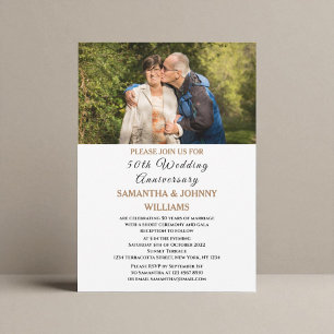 Photo 50th Wedding Anniversary Gold Invitation