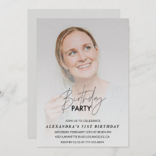 Photo 51st birthday invitation Birthday Party Grey