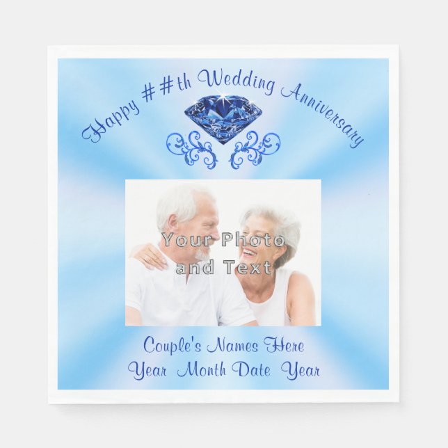 Photo 65th Wedding Anniversary Napkins, Sapphire Napkins (Front)